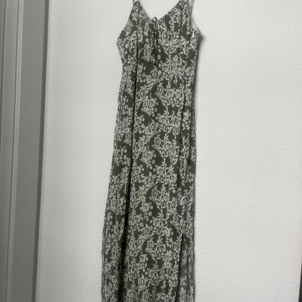 Sage green floral midi dress